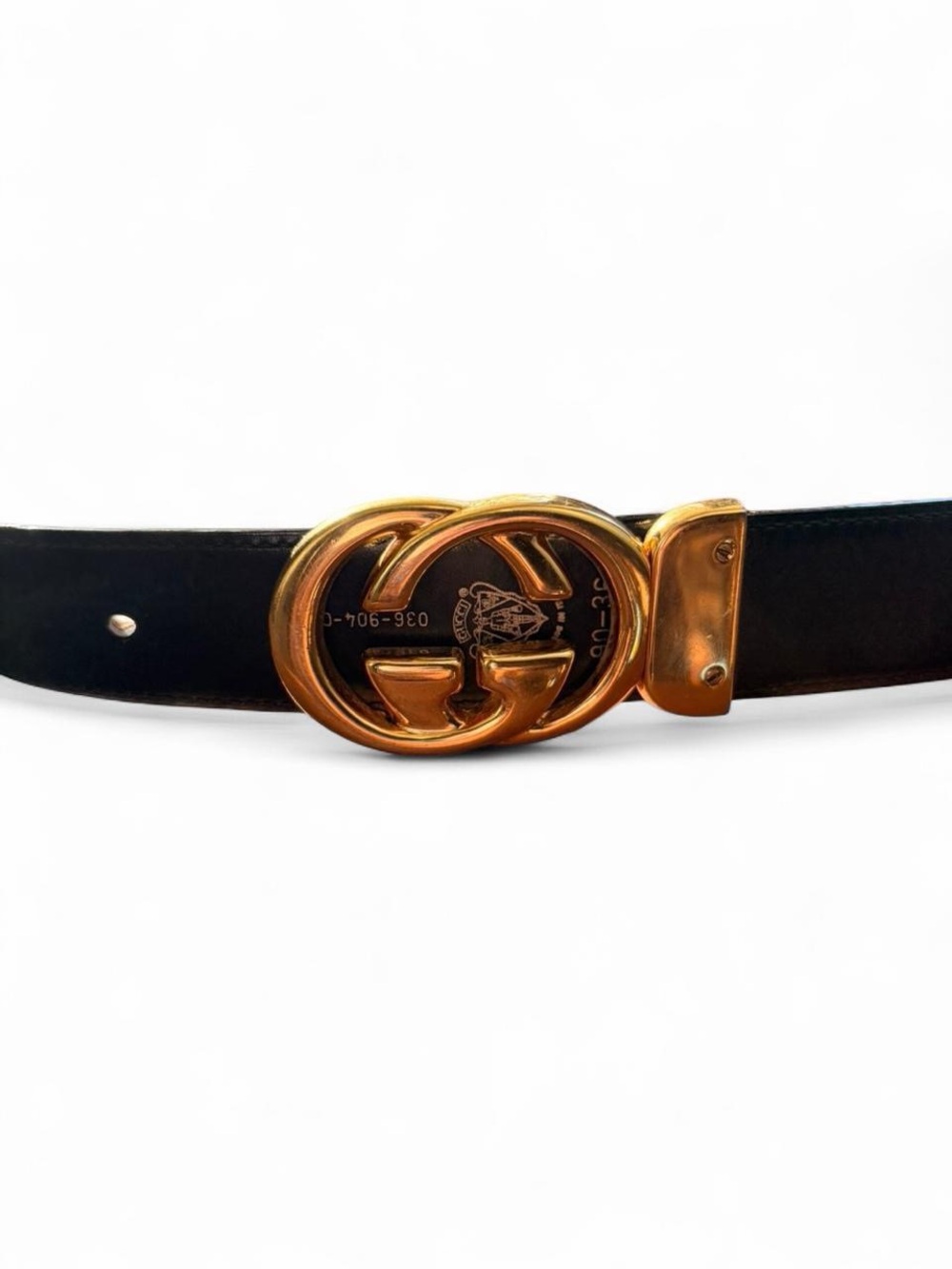 Gucci Black Leather Belt with Gold Double G Buckle